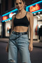 Black Women's Belt with Chain Detail and Multiple Holes - 4