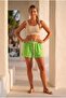 Pistachio Green Pocketless Lined Brodeled Belted Casual Cotton Woven Shorts 38 56 - 6