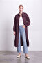 24048 Women's Draped Comfortable Fit Ferace Shirt Plum - 5