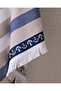 Alix 100% Cotton Beach Towel - Beige/Navy Blue - 70X150 cm - 4