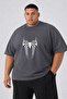 Large Size Men's Oversize Spider Printed Crew Neck T-Shirt
