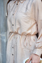 Women's Double Set with Grass Detail on the Front, Shirt and Tie at the Waist, Cream Color - 5