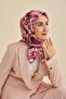 وشاح حريري من التويل بنمط تجريدي وردي غامق 90x90 - 5