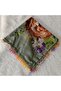 Handmade Needlework Writing, Scarf, Yemeni, Mevlit Cover, Head Cover, 4 Sides Embroidered, 100% Cotton, 100*100cm - 4