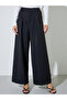 Black Wide Leg With Pleat Detailing Formal Pants - 2