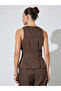 Brown Fold Pleat Detail Sleeveless Peplum Top - 4