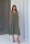 V-Neck Pique Detailed Women's Dress - Green - 3
