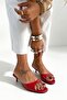 Sofy Red Patent Leather Mini Heel Round Toe Women's Slippers - 3