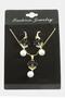 Ilkestor Flower Pearl Zircon Stone (123228) Set Necklace-Black