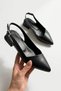 Lupa Black (3 cm) Pointed Toe Daily Use Heeled Ballerinas