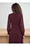 Double Crepe Fabric Chiffon Sleeves Double Breasted Collar Belted Evening Dress Burgundy 36-42 25263 - 3