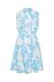 Hakim Collar Belted Blue Paisley Patterned Mini Dress - Lavinia - 5