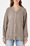 Mink Italian 100% Linen Low Sleeve Zippered Oversize Linen Jacket Blouse with Tie at Hem Size 40 - 44 - 5