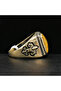 Antimony Silver Amber Ring – 10.5x23mm Honey Yellow Cabochon Men's Ring 7g - 4