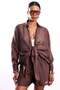 Brown Tie-Front Shirt and Shorts Set 51448 - 4