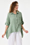 Women's Khaki Italian 100% Linen Low Sleeve Oversize Linen Shirt Size 38 - 44 - 2