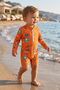 Aloha Surf's up Orange Zippered Long Sleeve Baby Boy Romper Swimsuit - 7