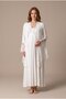 Women's Ecru Lace Ruffled Sleeves Special Design New Season Maternity Dressing Gown Nightgown Set - 3