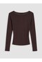 Lcw Vision Brown Crew Neck Gathered Women's Bodysuit - 8