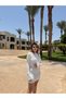 Women's White Textured Mini Beach Dress - 3