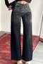Women's Stone Embellished High Waist Wide Leg Palazzo Jean Trousers - 5