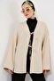 Bdart Linen Blend Long Sleeve Front Lace-Up Kimono
