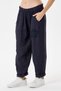 Women's Navy Blue Italian 100% Linen Elastic Waist Carrot Fit Linen Trousers Size 40 - 44 - 6