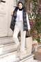 Shiny Quilted Inflatable Vest Black 6162 - 3