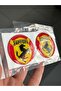 Motorcycle Reflector Sticker Round Ferrari Ati Label / Red Yellow Resin Filled - 2