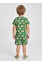 Boys Green Owl Print Shorts Set - 2