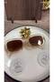 Women's Transparent Beige Framed Brown Glass Uv400 Sunglasses - 2