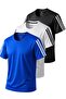 3-Piece Sleeve Stripe Quick Dry Breathable Fabric Sports T-Shirt