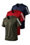 3-Piece Sleeve Stripe Quick Dry Breathable Fabric Sports T-Shirt
