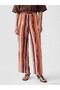Burgundy Elastic Waist Striped Women's Trousers - 2