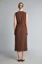 V-Neck Seersucker Textured Sleeveless Midi Dress F3408Ax26Sm - 5
