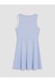 Özmarka New Season Blue Polo Collar Lilo & Embroidered Girls' Dress - 5