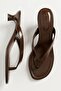 Talyano Brown Wrinkled (3 cm Heeled) Short Heeled Daily Use Slippers - 5