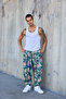 Men's Pleated Loose Shalwar Trousers with Elastic Waist and Cuffs - 4