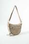 Women's Beige Shoulder Bag, Half Moon, Crossbody Crescent Bag with Strap, 20X30Cm - 2