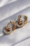 316L Steel Gold Color Zircon Stone Interlocking Oval Earrings