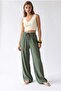 2202 Women's Strawberry Draped Elastic Wide Leg Loose Trousers Khaki