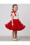 Girl's Tutu Skirt Set with Shoulder Bow, White T-Shirt, 2-Piece Combination - Birthday Party, Ages 3-10 - with Buckle Gift