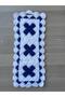Hand Knitted 3-Piece Bath Washcloth Set - Dowry Pouch, Long and Square Washcloth Set Blue and White - 3