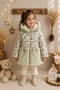Floral Patterned Hooded Bow Detailed Plush Fur Lined Zippered Winter Girl's Coat-Coat - 5