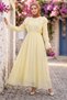 Ruffle Lace Modal Lined Tulle Dress Yellow Hnt8618 - 3