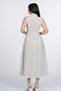 Women's Summer Ecru Stand Collar Chinese Button Detail Polka Dot Poplin Sleeveless Long Dress 50420 - 7