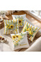 Yellow Lemon and Sunflower Patterned Runner and Set of 4 Throw Pillow Covers Hello Lemon - 4