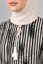Women's Striped Patterned Crew Neck Lace-Up Woven Viscose Tunic - 2