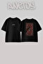 At Pers Hali Design Back Printed Cotton Black Oversize T-Shirt