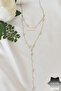 Steel Gold Plated Crystal Y Necklace - 2